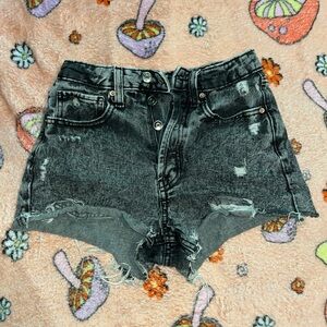 Black denim shorts